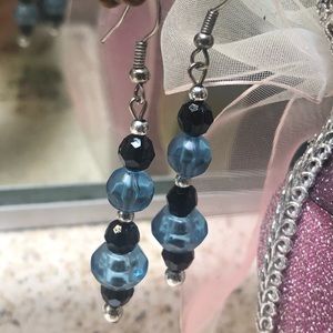 Handcrafted blue and black earrings